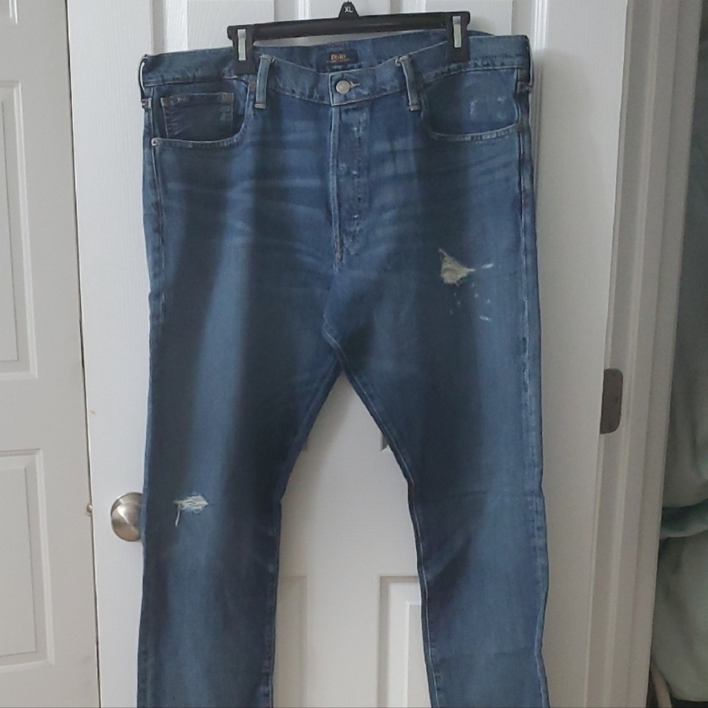 Polo by Ralph Lauren Blue Slim Fit Jeans with Distressed Look